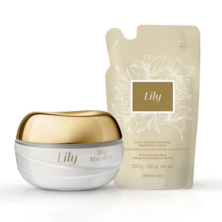 Creme Acetinado Hidratante Desodorante Corporal Lily 250g / Refil Creme Corporal Lily 250g - PRODUTO ORIGINAL
