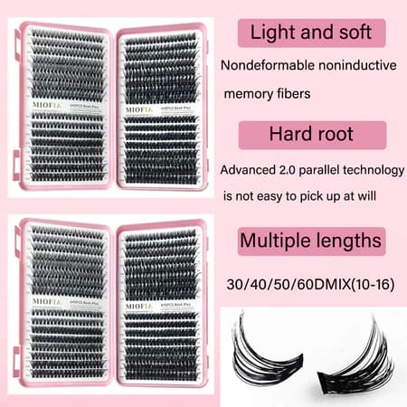 640 tufos 30/40/50/60d cílios postiços livro 10-16mm misturado cílios postiços DIY conexão extensão cílios conjunto
