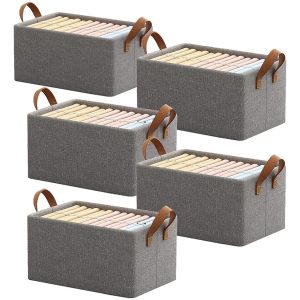 Kit 5 Caixas Organizadoras Guarda-Roupa Dobrável TNT Grande - Fim da Bagunça