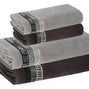 Jogo De Toalhas 4 Peças Karsten Bosco 100% Algodão Cinza