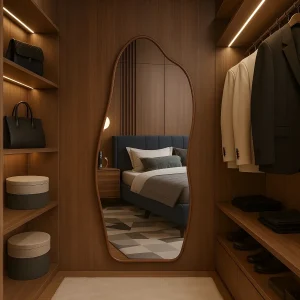 Espelho Orgânico Decorativo 100x50 Corpo Inteiro Moldura Caramelo