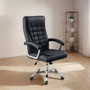 Cadeira De Escritório Presidente Couro Mola Ensacada 150kg